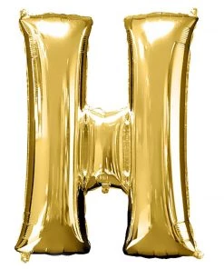 HIER_3211 40" Shiny Metallic Gold Mylar Foil Helium/Air Letter Balloons - H Chargers & Centerpieces