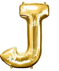 HIER_3211 40" Shiny Metallic Gold Mylar Foil Helium/Air Letter Balloons - J Chargers & Centerpieces
