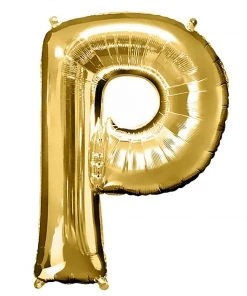 HIER_3211 40" Shiny Metallic Gold Mylar Foil Helium/Air Letter Balloons - P Chargers & Centerpieces