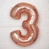 HIER_3212 Party Balloons & Accessories 40" Metallic Blush/Rose Gold Mylar Foil Helium/Air Number Balloons - 3