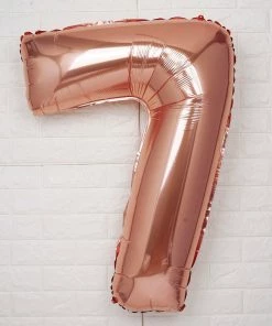 HIER_3212 40" Metallic Blush/Rose Gold Mylar Foil Helium/Air Number Balloons - 7