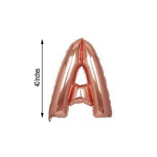 HIER_3211 40" Metallic Blush/Rose Gold Mylar Foil Helium/Air Letter Balloons - A 3 HIER_3211 40" Metallic Blush/Rose Gold Mylar Foil Helium/Air Letter Balloons - A