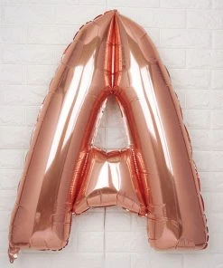 HIER_3211 40" Metallic Blush/Rose Gold Mylar Foil Helium/Air Letter Balloons - A