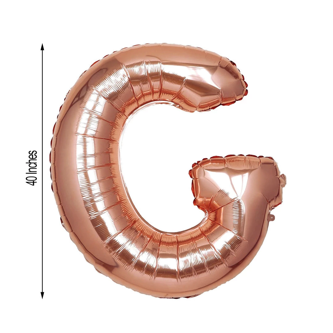 HIER_3211 Chargers & Centerpieces 40" Metallic Blush/Rose Gold Mylar Foil Helium/Air Letter Balloons - G 3 HIER_3211 Chargers & Centerpieces 40" Metallic Blush/Rose Gold Mylar Foil Helium/Air Letter Balloons - G