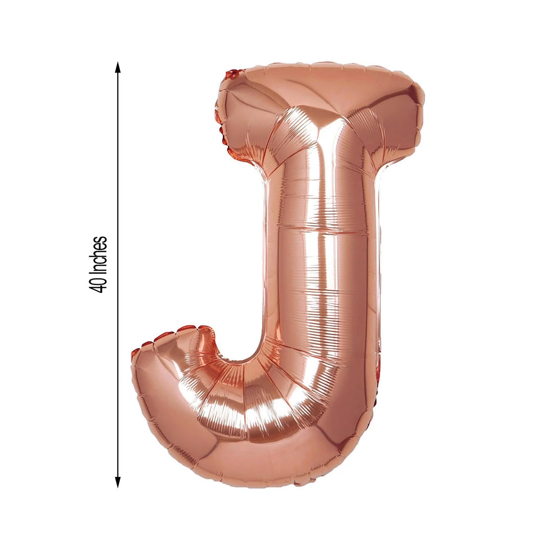 HIER_3211 Chargers & Centerpieces 40" Metallic Blush/Rose Gold Mylar Foil Helium/Air Letter Balloons - J 3 HIER_3211 Chargers & Centerpieces 40" Metallic Blush/Rose Gold Mylar Foil Helium/Air Letter Balloons - J