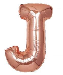 HIER_3211 Chargers & Centerpieces 40" Metallic Blush/Rose Gold Mylar Foil Helium/Air Letter Balloons - J