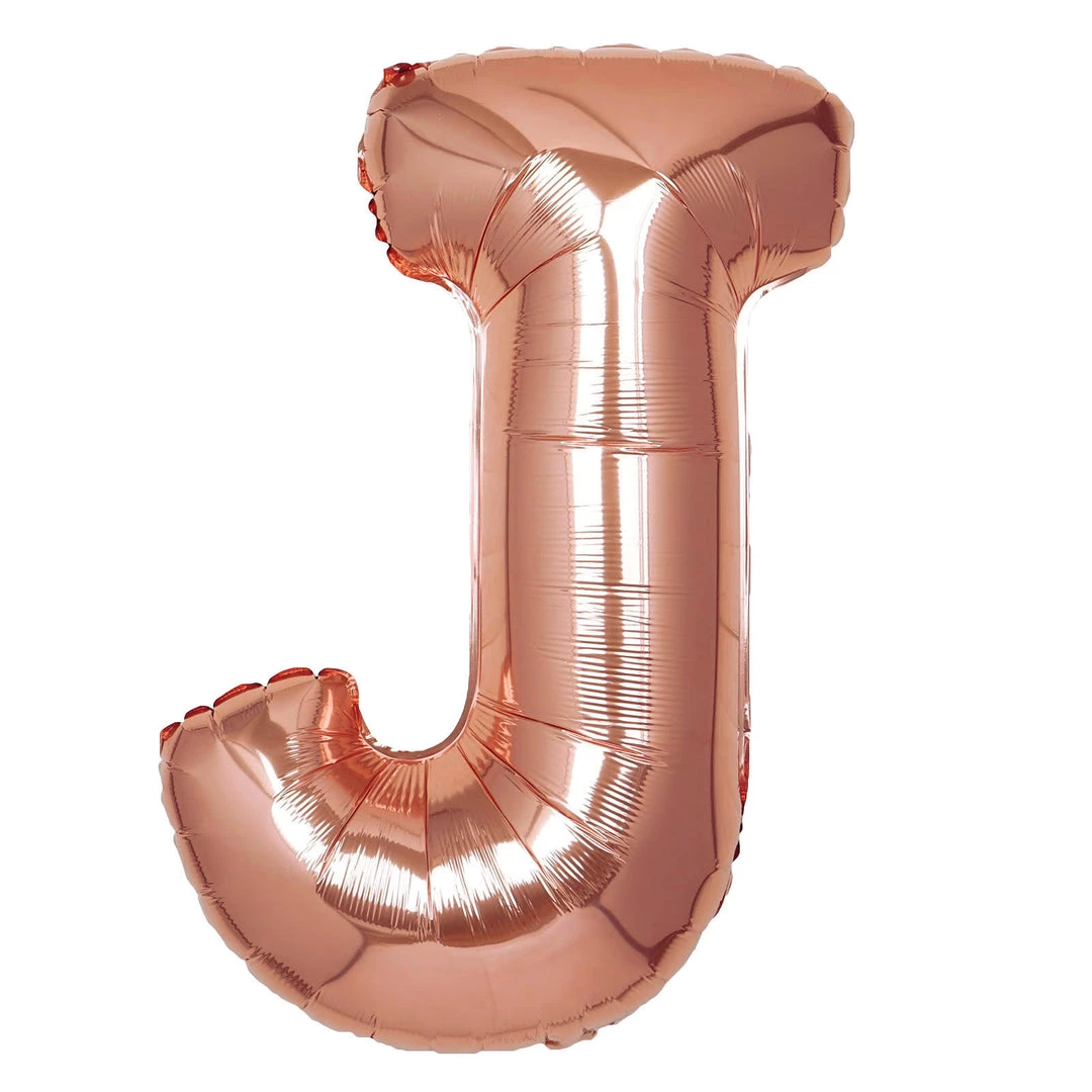 HIER_3211 Chargers & Centerpieces 40" Metallic Blush/Rose Gold Mylar Foil Helium/Air Letter Balloons - J 2 HIER_3211 Chargers & Centerpieces 40" Metallic Blush/Rose Gold Mylar Foil Helium/Air Letter Balloons - J