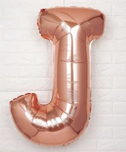 HIER_3211 Chargers & Centerpieces 40" Metallic Blush/Rose Gold Mylar Foil Helium/Air Letter Balloons - J