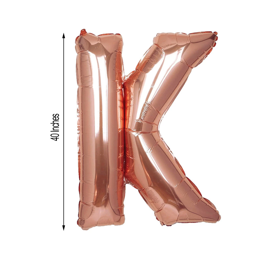 HIER_3211 40" Metallic Blush/Rose Gold Mylar Foil Helium/Air Letter Balloons - K Chargers & Centerpieces 3 HIER_3211 40" Metallic Blush/Rose Gold Mylar Foil Helium/Air Letter Balloons - K Chargers & Centerpieces