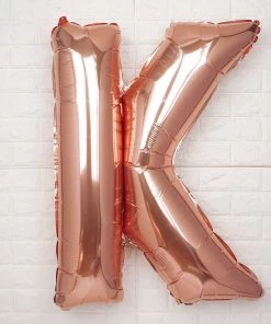 HIER_3211 40" Metallic Blush/Rose Gold Mylar Foil Helium/Air Letter Balloons - K Chargers & Centerpieces