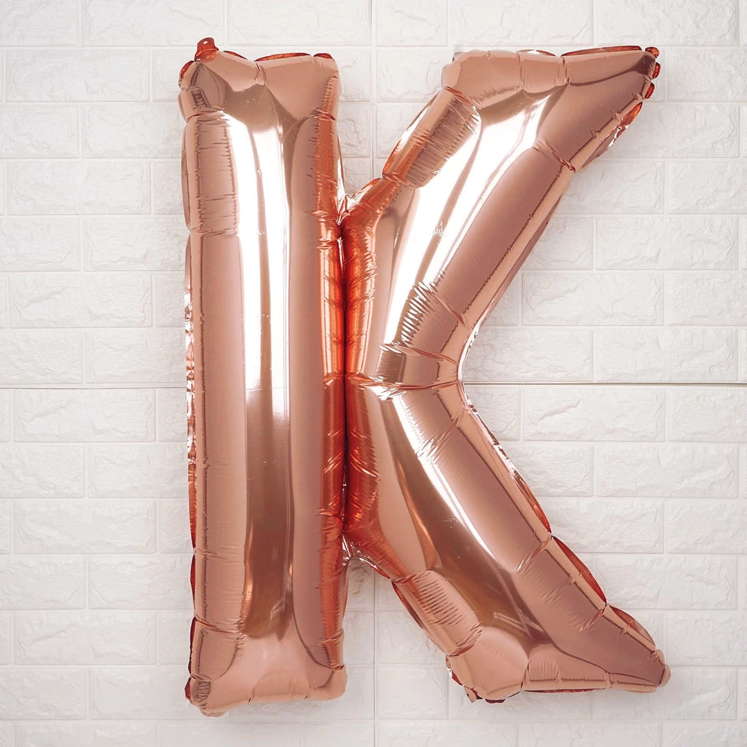 HIER_3211 40" Metallic Blush/Rose Gold Mylar Foil Helium/Air Letter Balloons - K Chargers & Centerpieces 1 HIER_3211 40" Metallic Blush/Rose Gold Mylar Foil Helium/Air Letter Balloons - K Chargers & Centerpieces