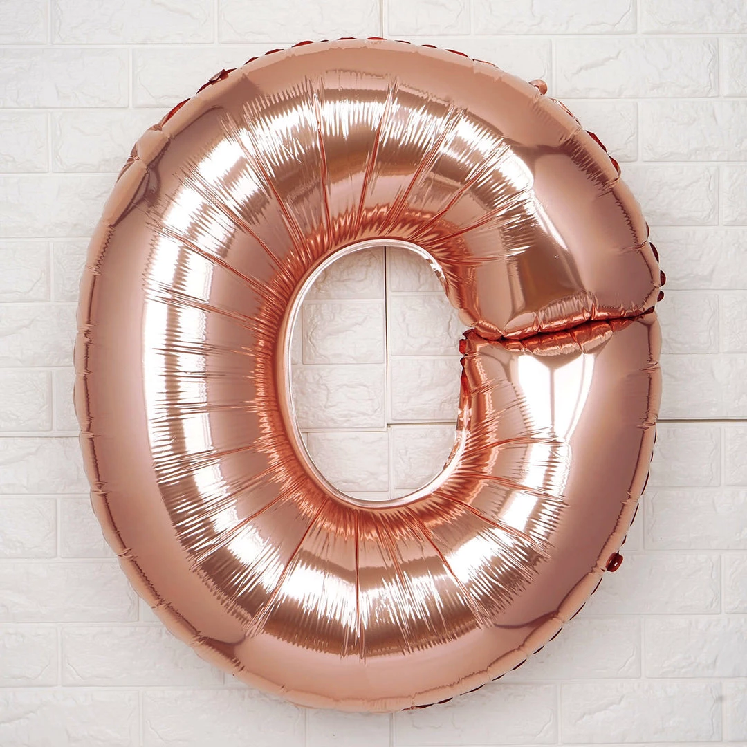 HIER_3211 40" Metallic Blush/Rose Gold Mylar Foil Helium/Air Letter Balloons - O 1 HIER_3211 40" Metallic Blush/Rose Gold Mylar Foil Helium/Air Letter Balloons - O