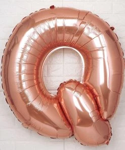 HIER_3211 Chargers & Centerpieces 40" Metallic Blush/Rose Gold Mylar Foil Helium/Air Letter Balloons - Q