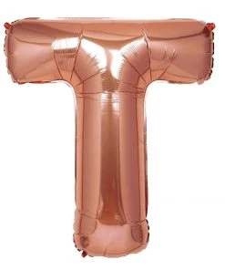 HIER_3211 40" Metallic Blush/Rose Gold Mylar Foil Helium/Air Letter Balloons - T Chargers & Centerpieces