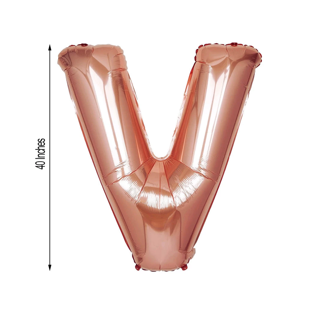 HIER_3211 40" Metallic Blush/Rose Gold Mylar Foil Helium/Air Letter Balloons - V Chargers & Centerpieces 3 HIER_3211 40" Metallic Blush/Rose Gold Mylar Foil Helium/Air Letter Balloons - V Chargers & Centerpieces