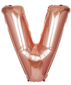HIER_3211 40" Metallic Blush/Rose Gold Mylar Foil Helium/Air Letter Balloons - V Chargers & Centerpieces
