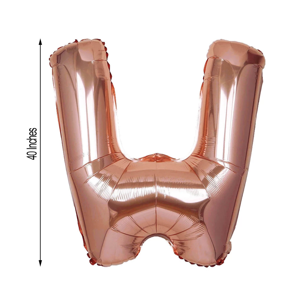 HIER_3211 Chargers & Centerpieces 40" Metallic Blush/Rose Gold Mylar Foil Helium/Air Letter Balloons - W 3 HIER_3211 Chargers & Centerpieces 40" Metallic Blush/Rose Gold Mylar Foil Helium/Air Letter Balloons - W