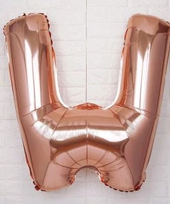 HIER_3211 Chargers & Centerpieces 40" Metallic Blush/Rose Gold Mylar Foil Helium/Air Letter Balloons - W