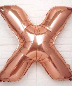 HIER_3211 40" Metallic Blush/Rose Gold Mylar Foil Helium/Air Letter Balloons - X