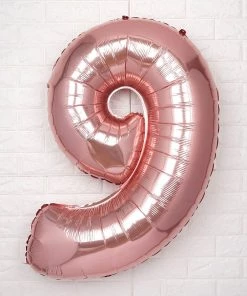 HIER_3200 40" Metallic Blush Mylar Foil Helium/Air Number Balloons - 9
