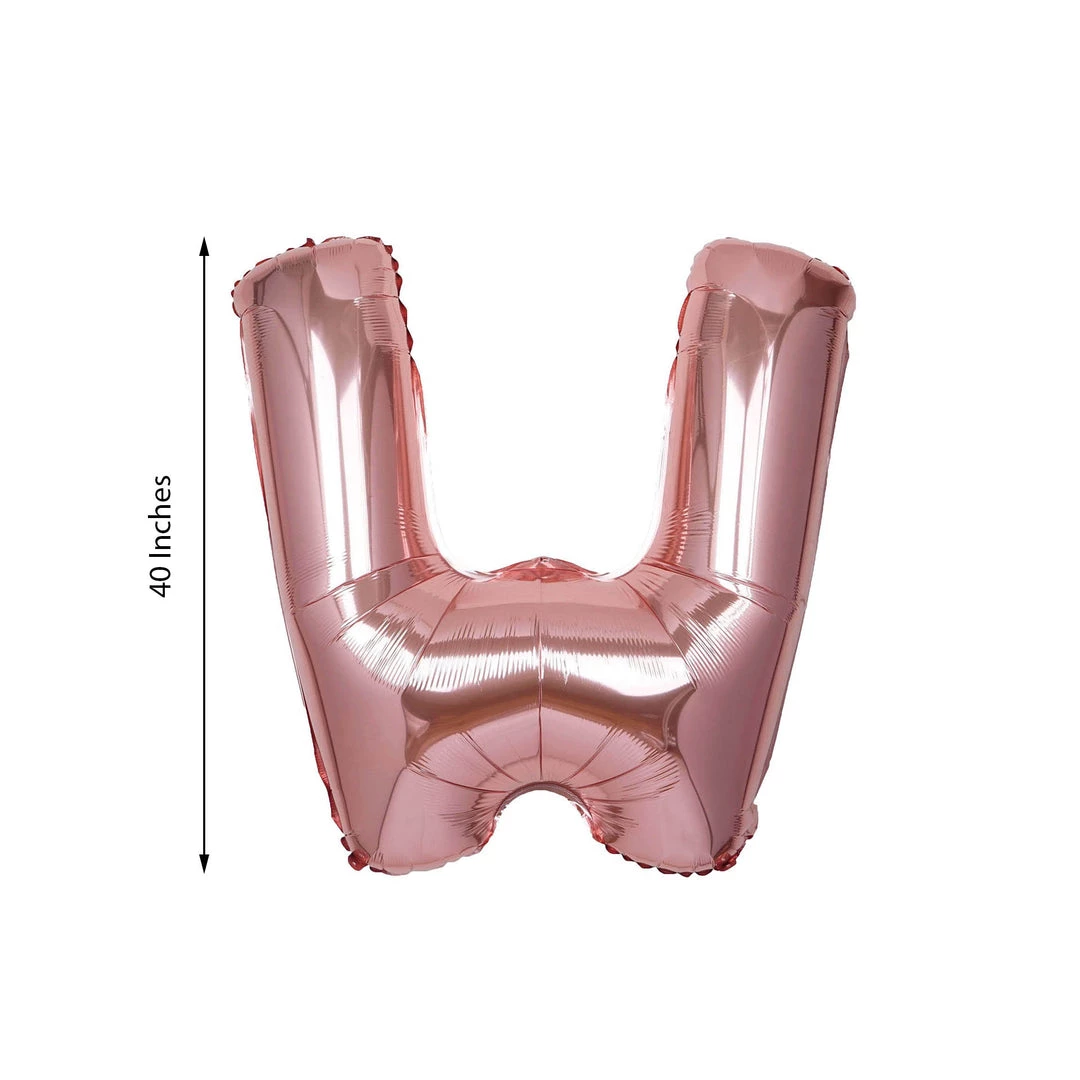 HIER_3200 40" Metallic Blush Mylar Foil Helium/Air Letter Balloons - W 3 HIER_3200 40" Metallic Blush Mylar Foil Helium/Air Letter Balloons - W