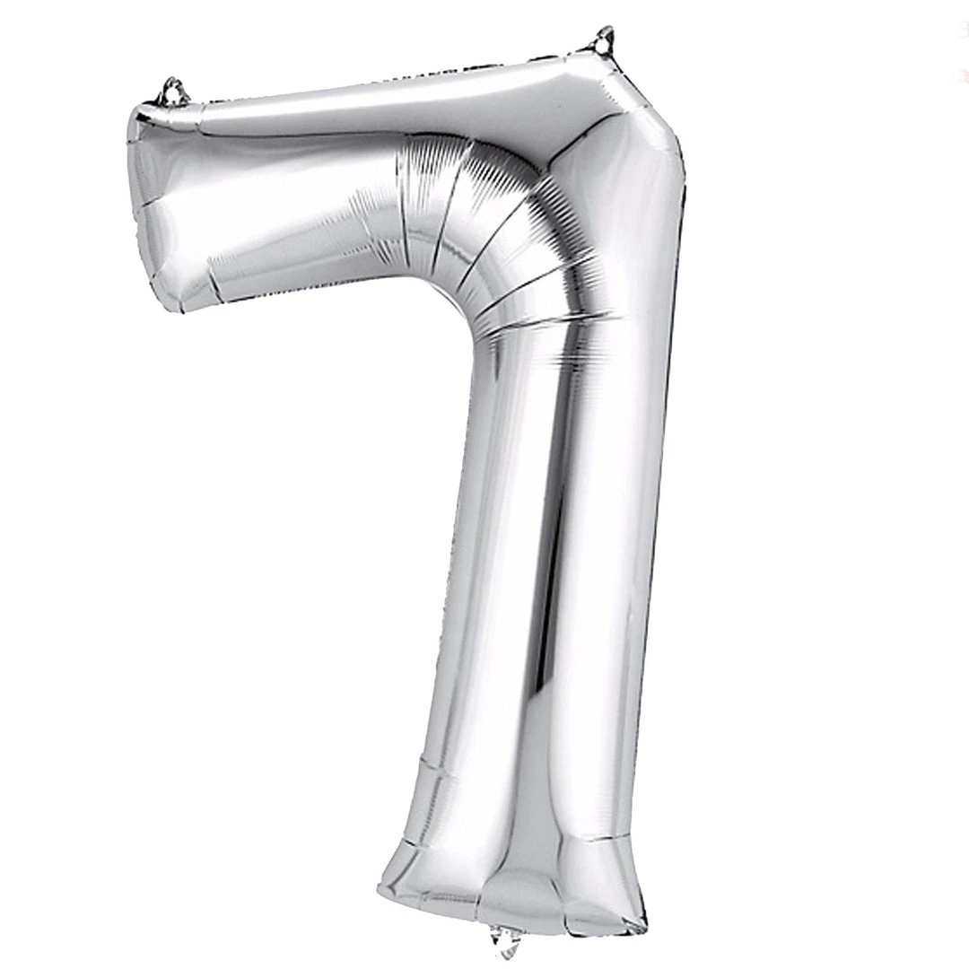 HIER_3212 40" Shiny Metallic Silver Mylar Foil Helium/Air Number Balloons - 7 Party Balloons & Accessories 1 HIER_3212 40" Shiny Metallic Silver Mylar Foil Helium/Air Number Balloons - 7 Party Balloons & Accessories