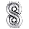 HIER_3212 40" Shiny Metallic Silver Mylar Foil Helium/Air Number Balloons - 8 Party Balloons & Accessories