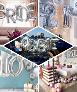 HIER_3211 40" Shiny Metallic Silver Mylar Foil Helium/Air Letter Balloons - D 11 HIER_3211 40