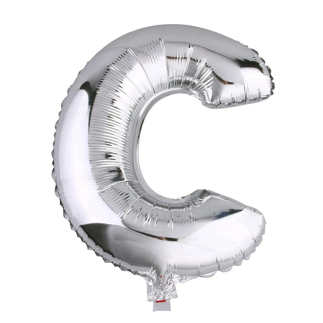 HIER_3211 40" Shiny Metallic Silver Mylar Foil Helium/Air Letter Balloons - C 1 HIER_3211 40" Shiny Metallic Silver Mylar Foil Helium/Air Letter Balloons - C