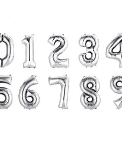 HIER_3212 40" Shiny Metallic Silver Mylar Foil Helium/Air Number Balloons - 7 Party Balloons & Accessories 6 HIER_3212 40