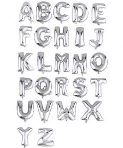 HIER_3211 Chargers & Centerpieces 40" Shiny Metallic Silver Mylar Foil Helium/Air Letter Balloons - E
