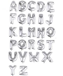 HIER_3211 40" Shiny Metallic Silver Mylar Foil Helium/Air Letter Balloons - D
