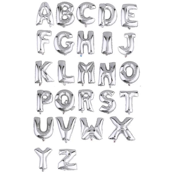 HIER_3211 40" Shiny Metallic Silver Mylar Foil Helium/Air Letter Balloons - D 2 HIER_3211 40" Shiny Metallic Silver Mylar Foil Helium/Air Letter Balloons - D