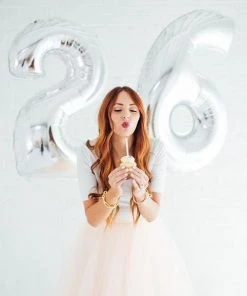 HIER_3212 40" Shiny Metallic Silver Mylar Foil Helium/Air Number Balloons - 7 Party Balloons & Accessories 9 HIER_3212 40