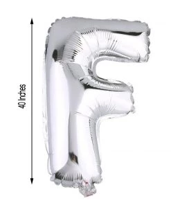 HIER_3211 Chargers & Centerpieces 40" Shiny Metallic Silver Mylar Foil Helium/Air Letter Balloons - F 9 HIER_3211 Chargers & Centerpieces 40