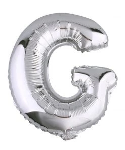 HIER_3211 40" Shiny Metallic Silver Mylar Foil Helium/Air Letter Balloons - G Chargers & Centerpieces