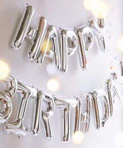 HIER_3211 Big Event Backdrops & Décor 40" Metallic Silver Mylar Foil Helium/Air Number & Letter Balloons