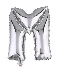 HIER_3211 40" Shiny Metallic Silver Mylar Foil Helium/Air Letter Balloons - M