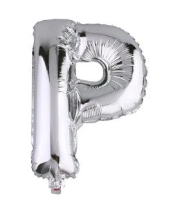 HIER_3211 Chargers & Centerpieces 40" Shiny Metallic Silver Mylar Foil Helium/Air Letter Balloons - P