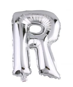 HIER_3211 Chargers & Centerpieces 40" Shiny Metallic Silver Mylar Foil Helium/Air Letter Balloons - R