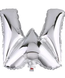 HIER_3211 40" Shiny Metallic Silver Mylar Foil Helium/Air Letter Balloons - W Chargers & Centerpieces