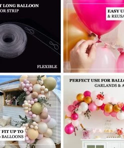 HIER_3230 16ft Long Balloon Decorating Strip Tape, Balloon Garland Clip Holder 12 HIER_3230 16ft Long Balloon Decorating Strip Tape, Balloon Garland Clip Holder