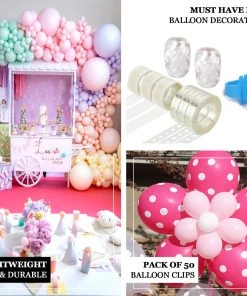 HIER_3230 50 Pcs | 1.25" Balloon Arch Attachment Clips, 4 PT Clear Plastic Clips 9 HIER_3230 50 Pcs | 1.25