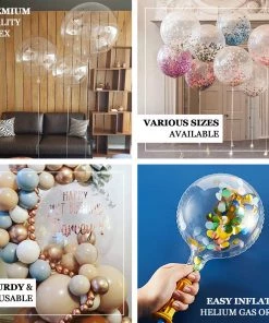 HIER_3240 Big Event Backdrops & Décor 10 Pack | 16" Clear Fully Transparent PVC Helium/Air Bubble Balloons 14 HIER_3240 Big Event Backdrops & Décor 10 Pack | 16