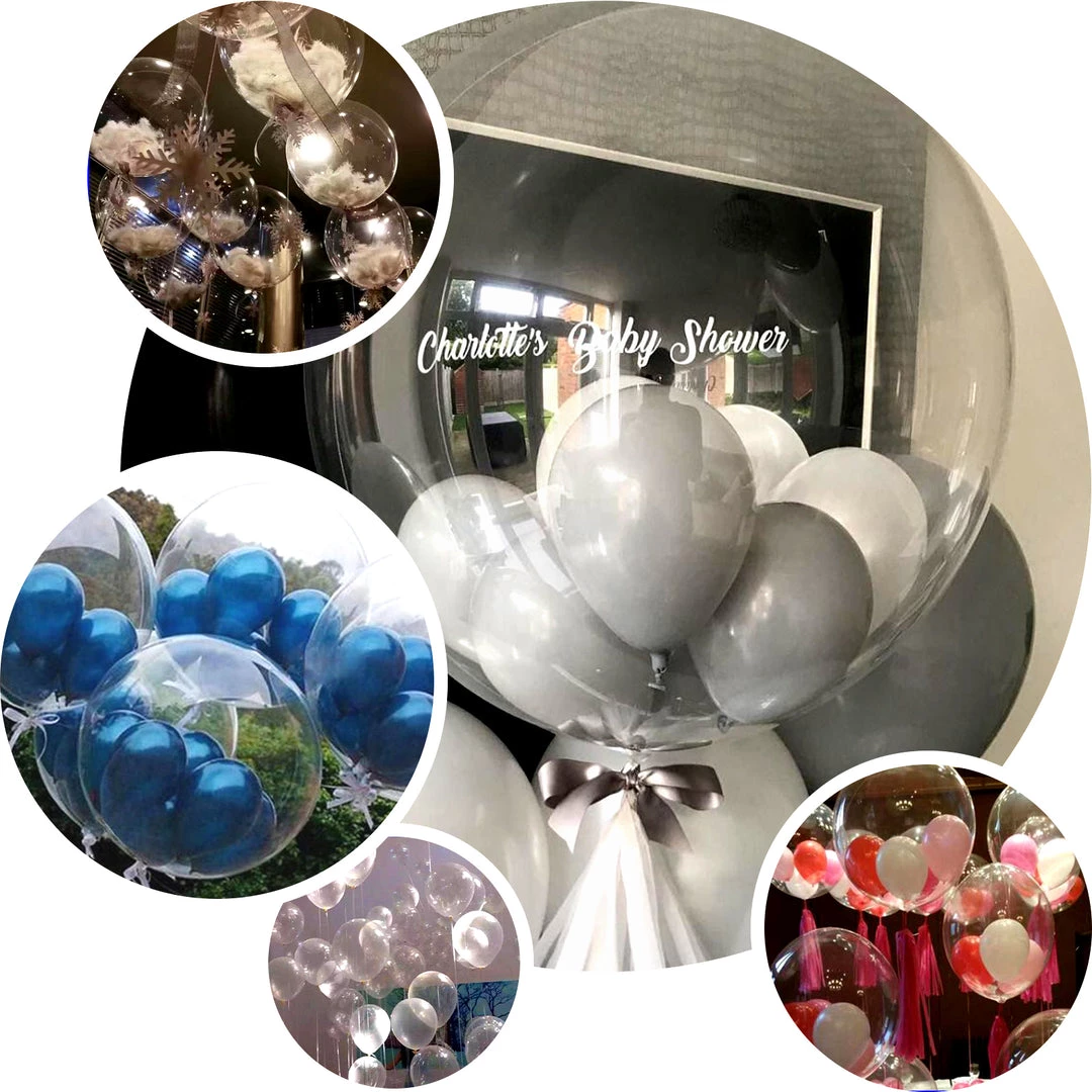 HIER_3240 Big Event Backdrops & Décor 10 Pack | 16" Clear Fully Transparent PVC Helium/Air Bubble Balloons 10 HIER_3240 Big Event Backdrops & Décor 10 Pack | 16" Clear Fully Transparent PVC Helium/Air Bubble Balloons