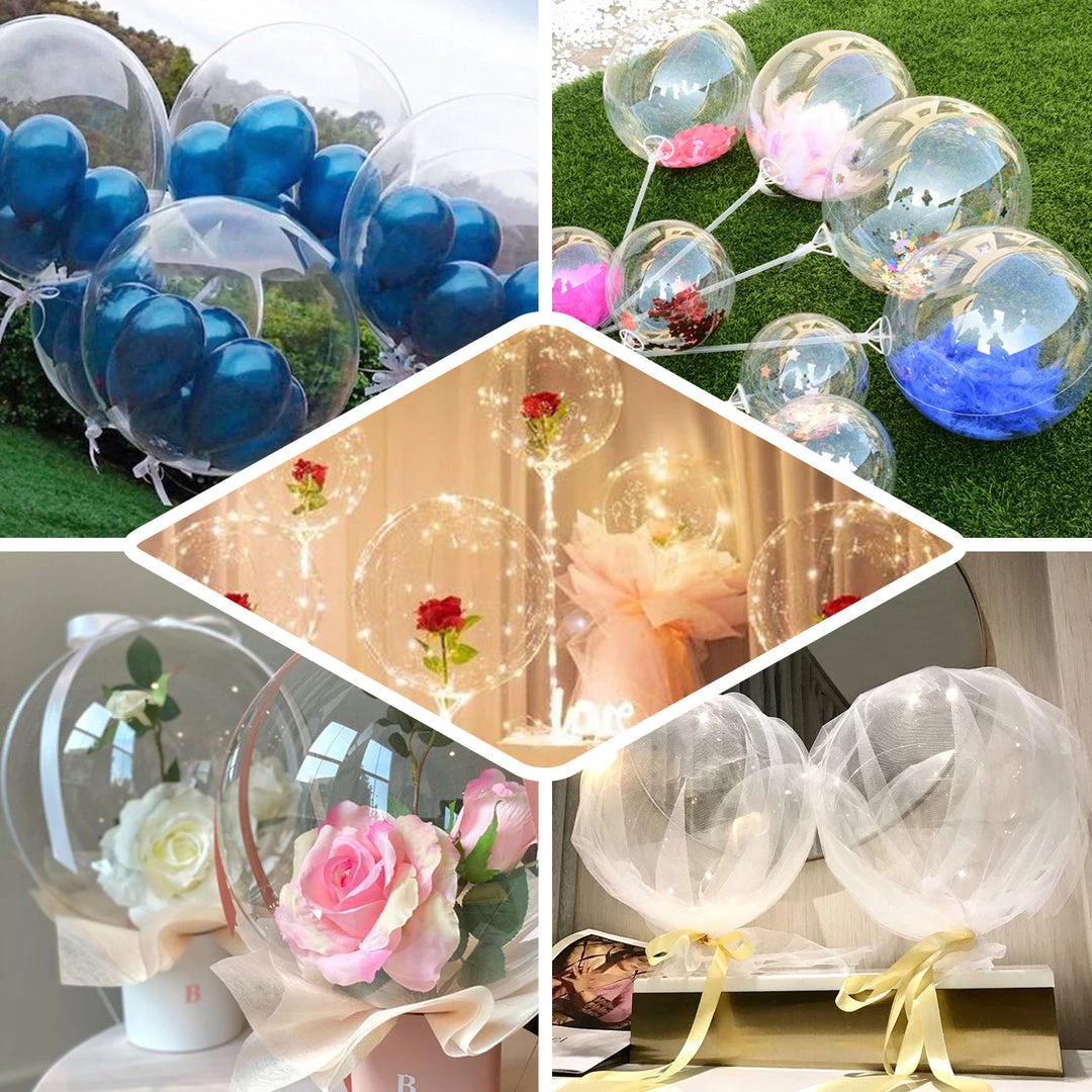 HIER_3240 Big Event Backdrops & Décor 10 Pack | 16" Clear Fully Transparent PVC Helium/Air Bubble Balloons 5 HIER_3240 Big Event Backdrops & Décor 10 Pack | 16" Clear Fully Transparent PVC Helium/Air Bubble Balloons