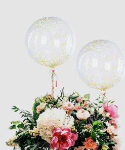 HIER_3240 2 Pack | 20" Clear Confetti Dot Filled PVC Helium/Air Bubble Balloons Big Event Backdrops & Décor