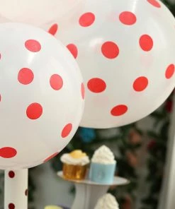 HIER_3220 Big Event Backdrops & Décor 25 Pack | 12" Hot Pink & White Fun Polka Dot Latex Party Balloons