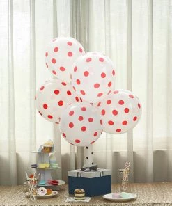 HIER_3220 Big Event Backdrops & Décor 25 Pack | 12" Hot Pink & White Fun Polka Dot Latex Party Balloons