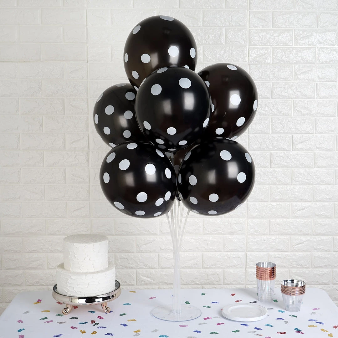HIER_3220 25 Pack | 12" Black & White Fun Polka Dot Latex Party Balloons Big Event Backdrops & Décor 2 HIER_3220 25 Pack | 12" Black & White Fun Polka Dot Latex Party Balloons Big Event Backdrops & Décor